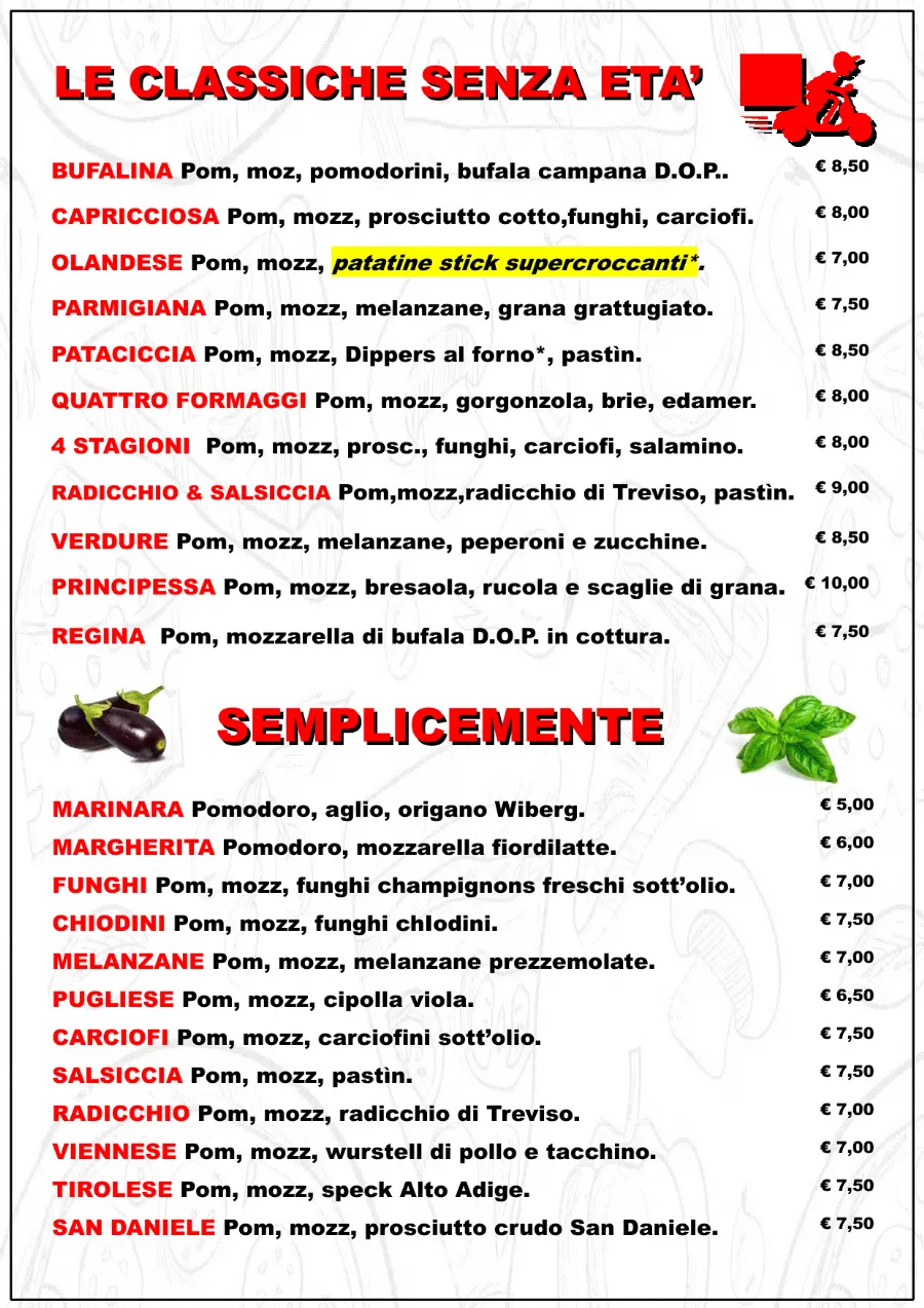 Listino online : Menu Nuovo listino Pizzaidea Ceggia